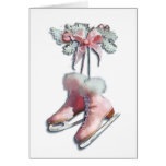 ICE SKATES in PINK by SHARON SHARPE Greeting Cards