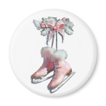 ICE SKATES in PINK by SHARON SHARPE magnets by sharonsharpe ICE SKATES in PINK by SHARON SHARPE magnets