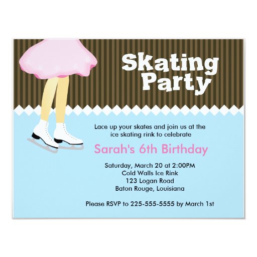 Cow - Ice Cream & Ice Skating Party 5x7 Paper Invitation Card