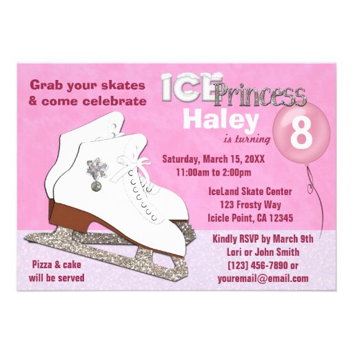 Ice Skating Birthday Invitation PINK Ice Princess
