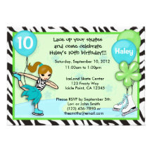 Ice Skating Birthday Invitation zebra print
