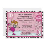 Ice Skating Birthday Invitation zebra print pink