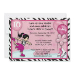 Ice Skating Birthday Invitation zebra print pink
