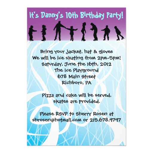 ICE SKATING birthday Party Invitation