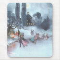 Ice Skating by Moonlight Vintage Christmas mousepads