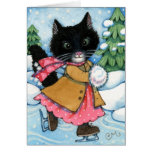 Ice Skating Cat - Cute kitten Greeting Card cards