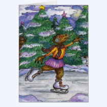 Ice Skating Chupacabra Holiday Card cards