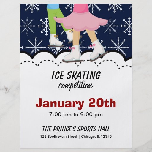 Ice Skating Competition (Dark Blue) Custom Flyer Zazzle