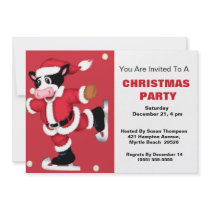 Ice Skating Cow Christmas Party Invitation