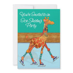 Ice Skating Giraffe at the Rink Ice Party Personalized Invitation