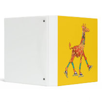Ice Skating Giraffe Vinyl Binder