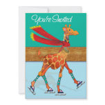 Ice Skating Giraffe with Scarf at Rink Invitation