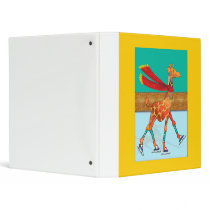 Ice Skating Giraffe with Scarf at the Rink Vinyl Binder