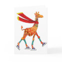 Ice Skating Giraffe with Scarf cards by ElainePlesser Ice Skating Giraffe with Scarf cards