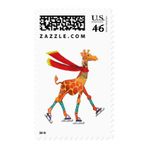 Ice Skating Giraffe with Scarf postage by ElainePlesser Ice Skating Giraffe with Scarf postage