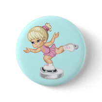 Ice Skating Girl Pinback Button