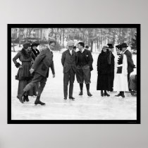 Ice Skating in Tuxedo Park, NY 1920 Poster