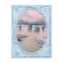 ICE SKATING PARTY by SHARON SHARPE postcards