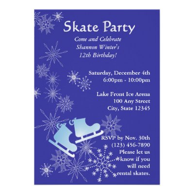 Ice Skating Party Custom Announcements