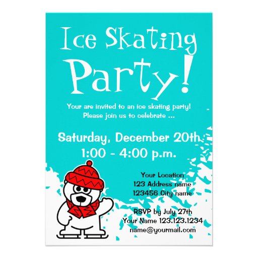Ice skating party invitations | Custom invites