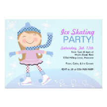 Ice Skating Party Invitations with girl skating