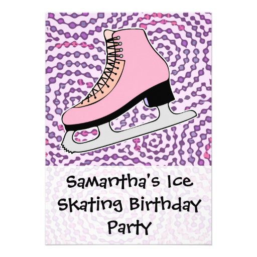 Ice Skating Party, Pink Skate Cards
