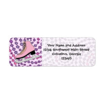 Ice Skating Party, Pink Skate Custom Return Address Label