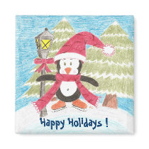 ice skating penguin, Happy Holidays ! magnets by ArianeC ice skating penguin, Happy Holidays ! magnets