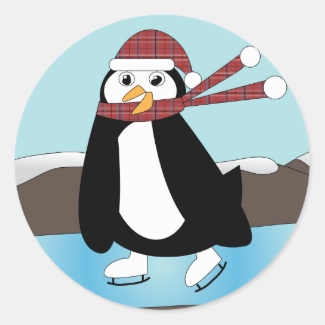 Ice Skating Penguin Sticker