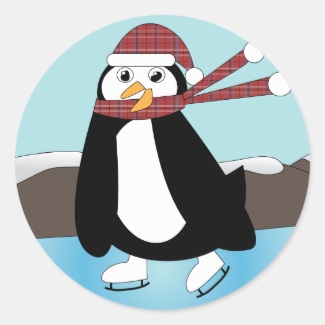 Ice Skating Penguin Sticker