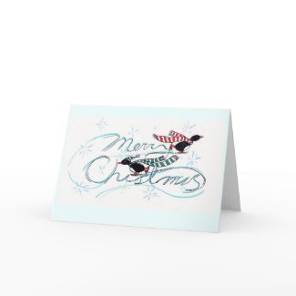 Ice Skating Penguins' Christmas card