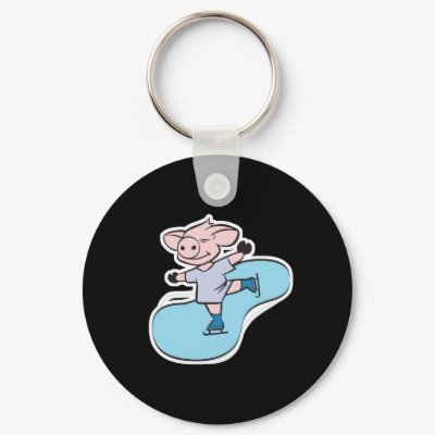 ice skating pig keychains