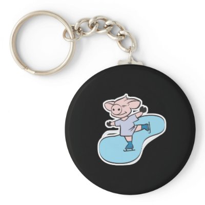 ice skating pig keychains