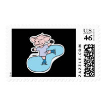 ice skating pig postage
