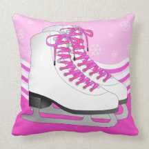 Ice Skating Pink with Snowflakes Reversible Pillows