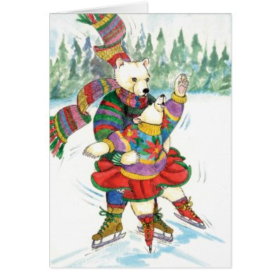 Ice Skating Polar Bears Cards