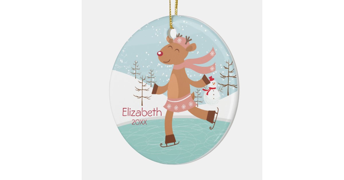 ice skating reindeer dated christmas ornament zazzle ice skating reindeer dated christmas ornament zazzle