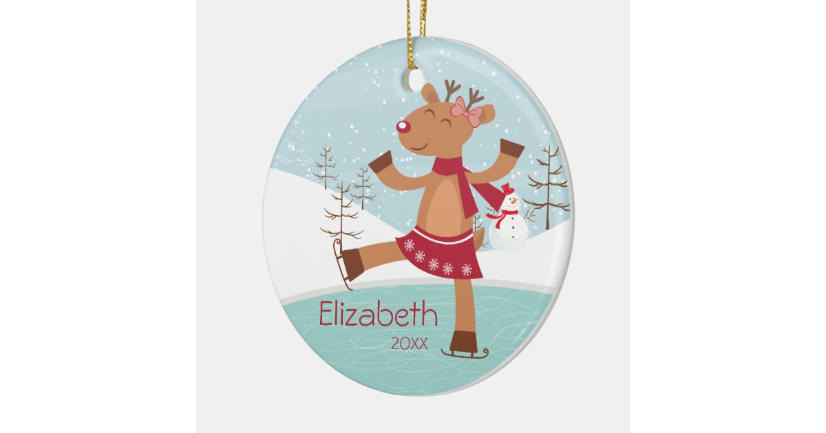 ice skating reindeer dated christmas ornament zazzle ice skating reindeer dated christmas ornament zazzle