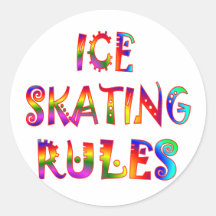 Ice Skating Rules Round Stickers