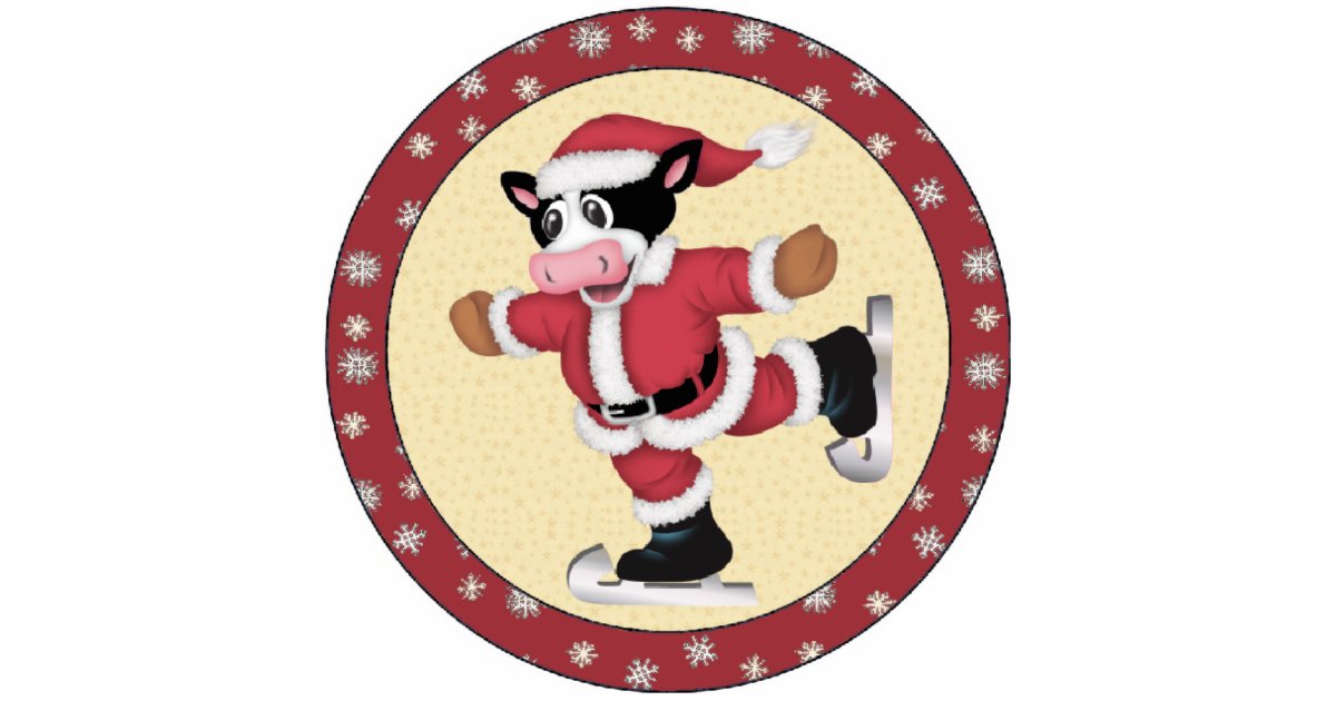 ice skating santa claus cow christmas ornament zazzle ice skating santa claus cow christmas ornament zazzle
