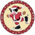 Ice Skating Santa Claus Cow Christmas Ornament photo sculptures