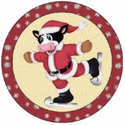 Ice Skating Santa Claus Cow Christmas Ornament