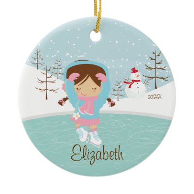 Ice Skating Skater Girl Dated Christmas Ornament