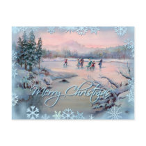 ICE SKATING & SNOWFLAKES by SHARON SHARPE postcards