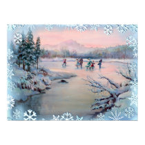 ICE SKATING & SNOWFLAKES by SHARON SHARPE posters