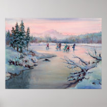 ICE SKATING & SNOWFLAKES by SHARON SHARPE Print