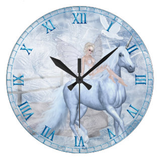 Ice Unicorn and Faerie Wall Clock