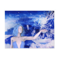 Ice Witch Human Female Mage RPG Postcard