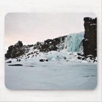 Icebound waterfall at Thingvellir mousepads