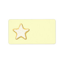 Iced Star Cookie. Yellow and Cream. Personalized Address Label